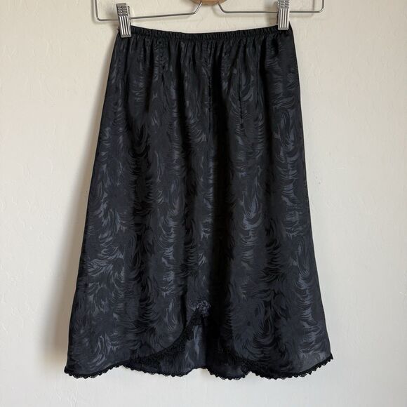 Christian Dior Vintage Floral Black Rosette Lace Trim Peek A Boo Half Skirt Slip - Picture 1 of 12